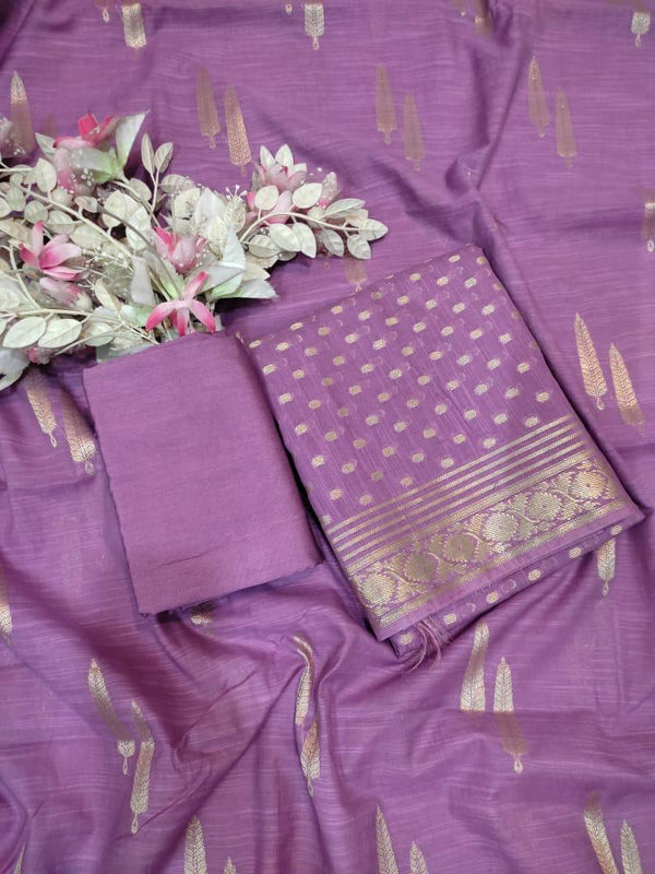 Pure Banarasi Chanderi Silk Unstitched Dress Material - Leheriya
