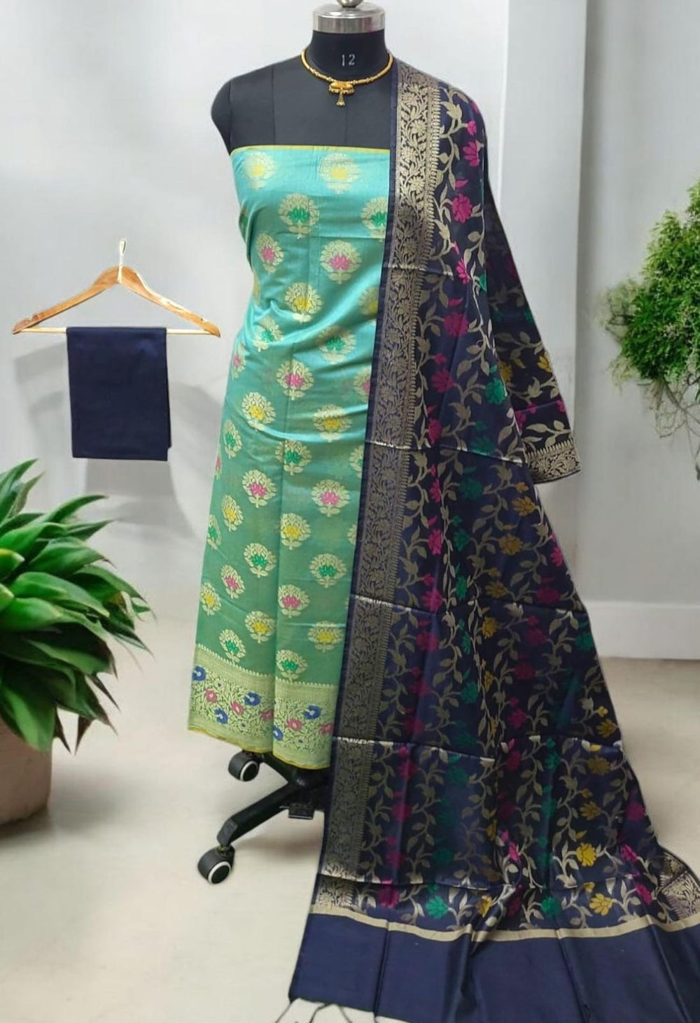 white christmas dresses Pure Banarasi Cotton Silk Alfi Unstitched Salwar Suit