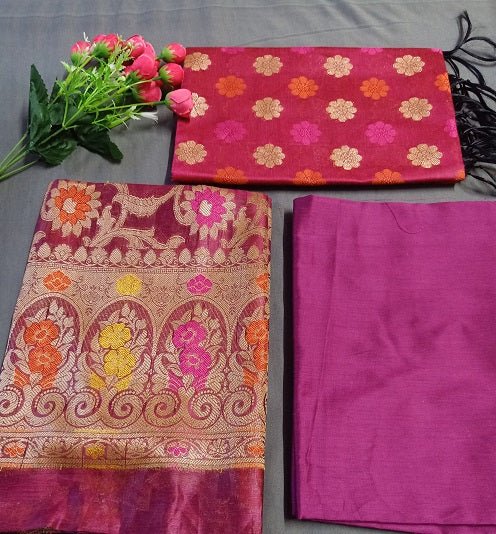 Pure Banarasi Mercerized Cotton Zari Weaved Unstitched Salwar Suit - Leheriya
