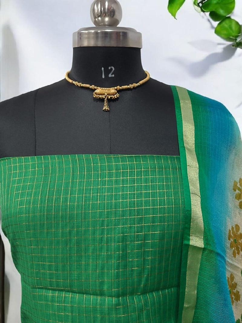 Pure Banarasi Silk Unstitched Suit With Banarasi Dupatta - Leheriya