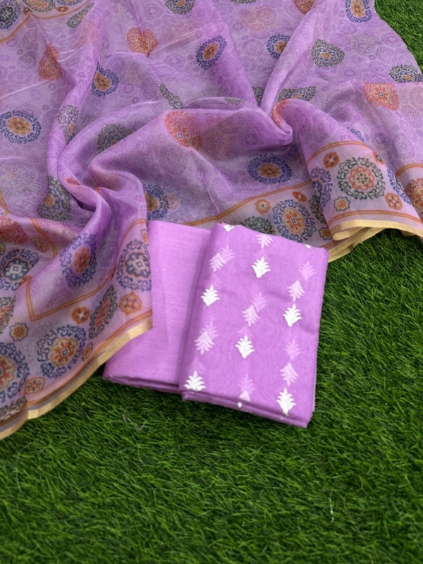 Pure Banarasi Silk Unstitched Suit With Banarasi Dupatta - Leheriya