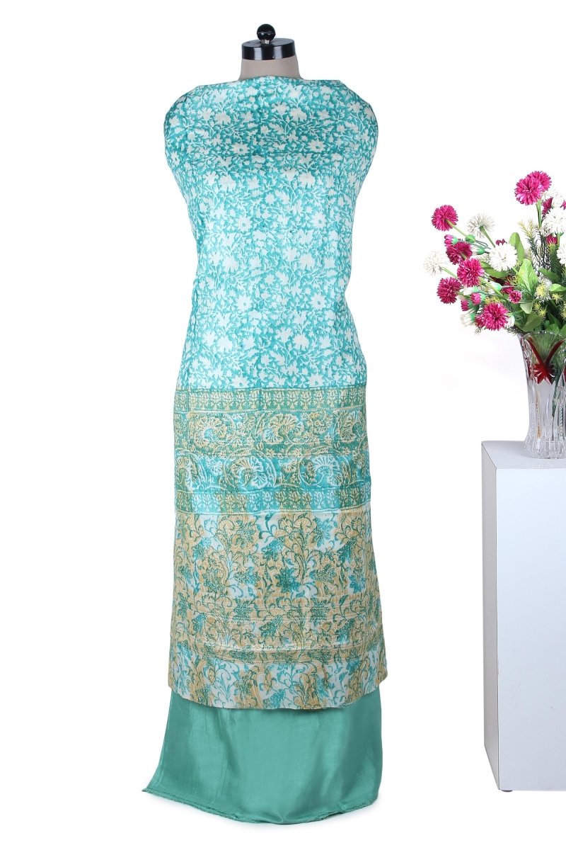 Pure Bhagalpuri Silk Suit with Embroidery - Leheriya