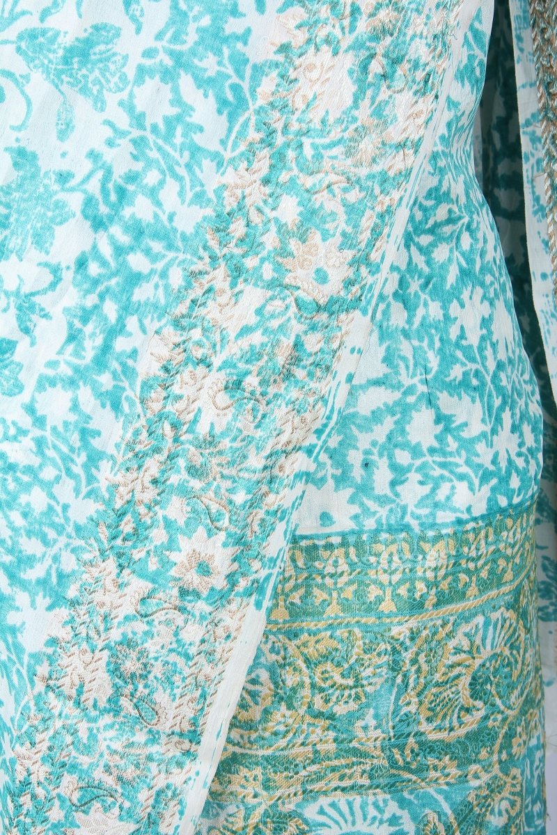 Pure Bhagalpuri Silk Suit with Embroidery - Leheriya