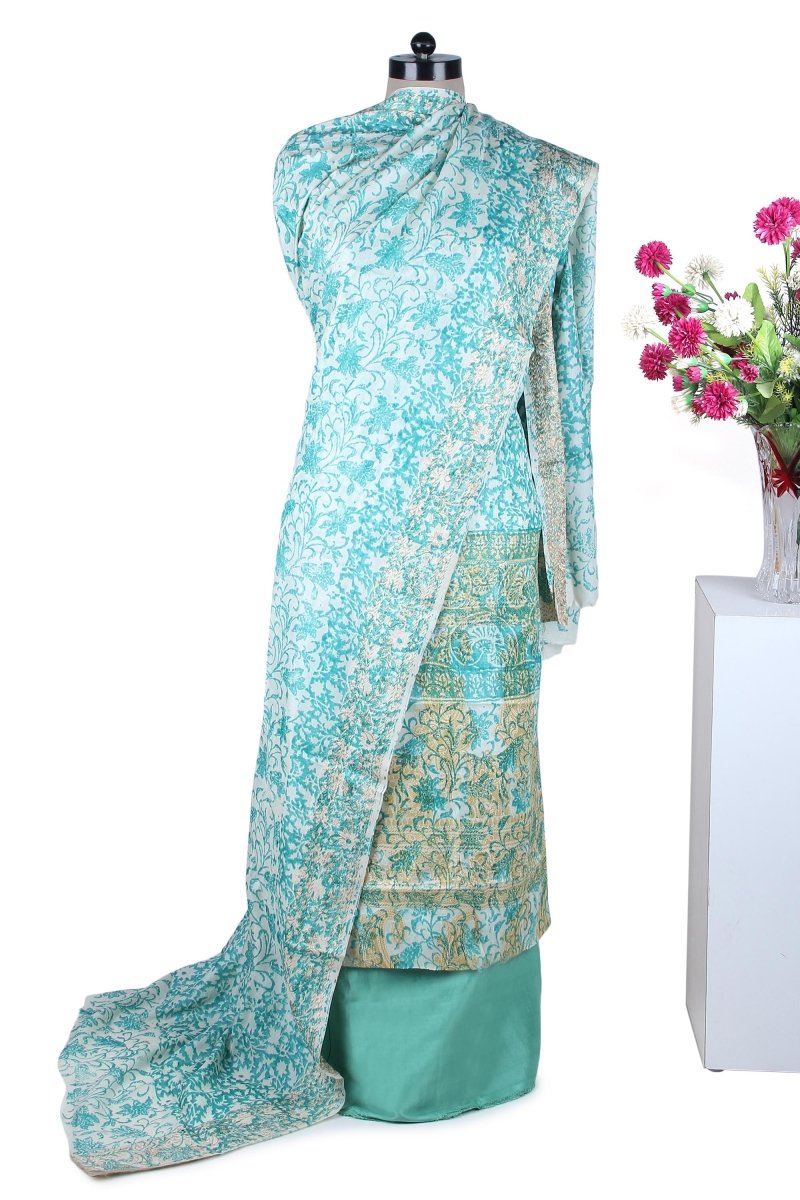 Pure Bhagalpuri Silk Suit with Embroidery - Leheriya