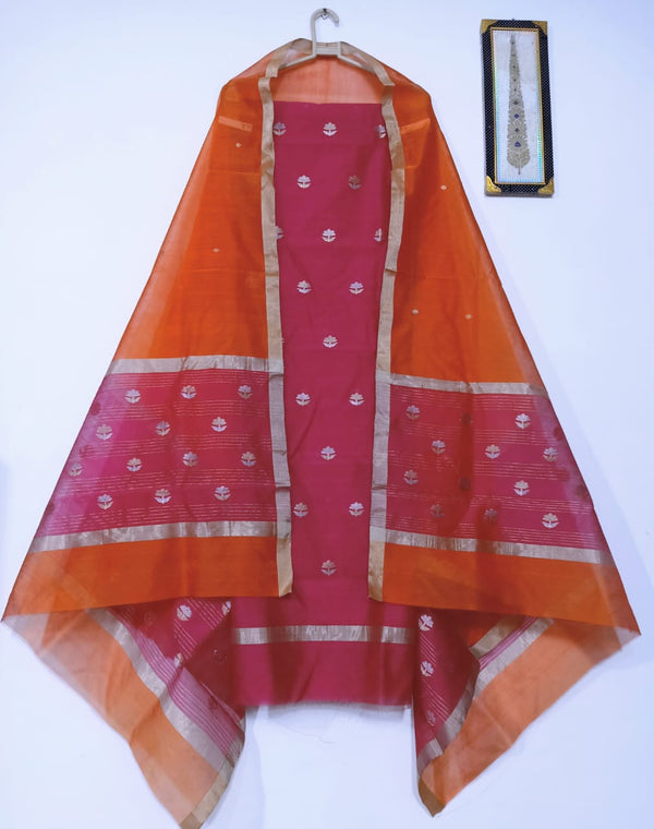 Pure Chanderi Silk Zari 2 piece Suit With Dupatta - Leheriya