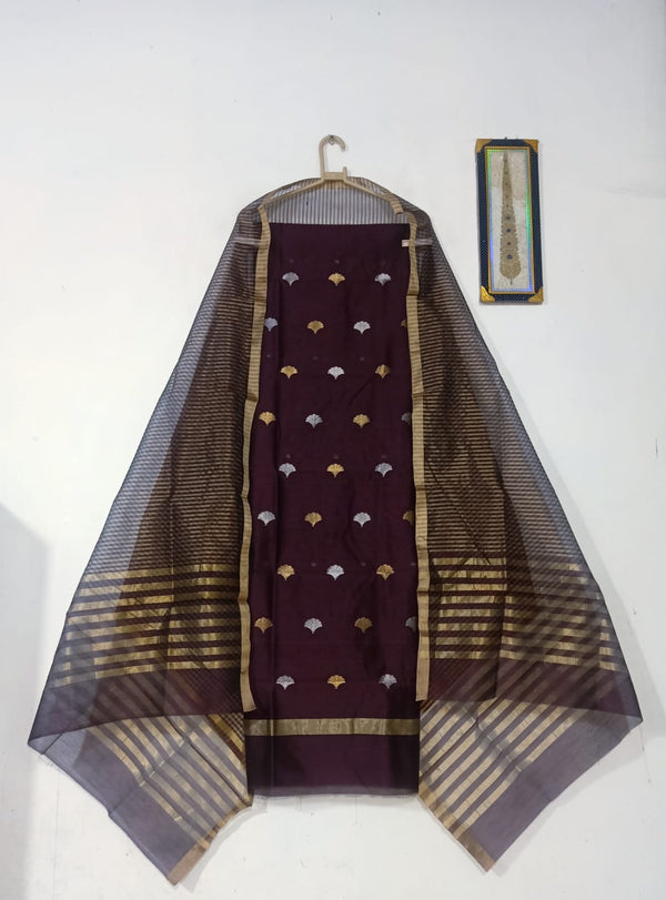 Pure Chanderi Silk Zari 2 piece Suit With Dupatta - Leheriya