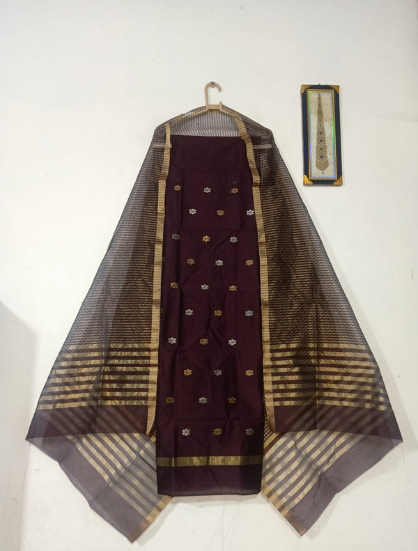 Pure Chanderi Silk Zari 2 piece Suit With Dupatta - Leheriya