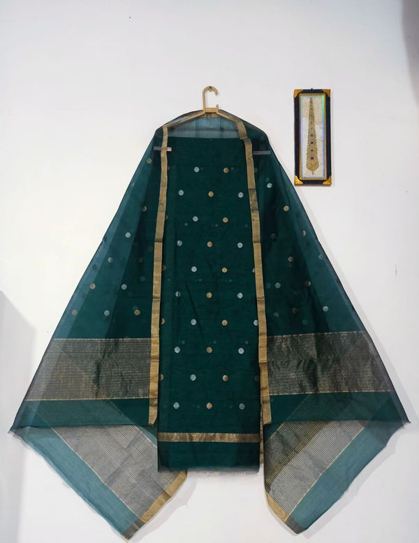 Pure Chanderi Silk Zari 2 piece Suit With Dupatta - Leheriya