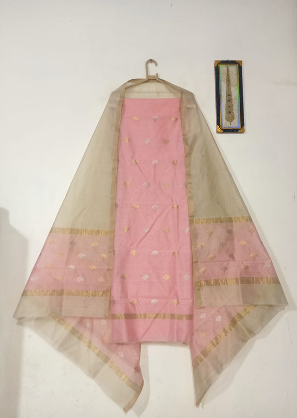Pure Chanderi Silk Zari 2 piece Suit With Dupatta - Leheriya