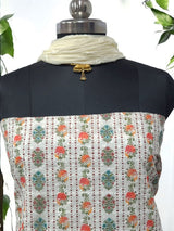 Pure Cotton Fabric Handwork 3 pc Unstitched Salwar Suit - Leheriya