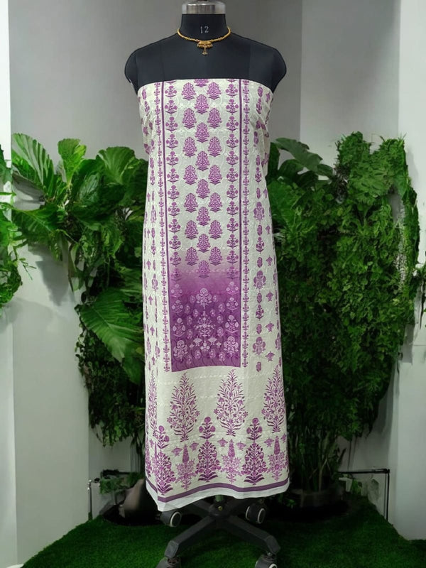 Pure Cotton Fabric Handwork 3 pc Unstitched Salwar Suit - Leheriya