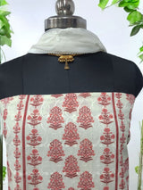 Pure Cotton Fabric Handwork 3 pc Unstitched Salwar Suit - Leheriya
