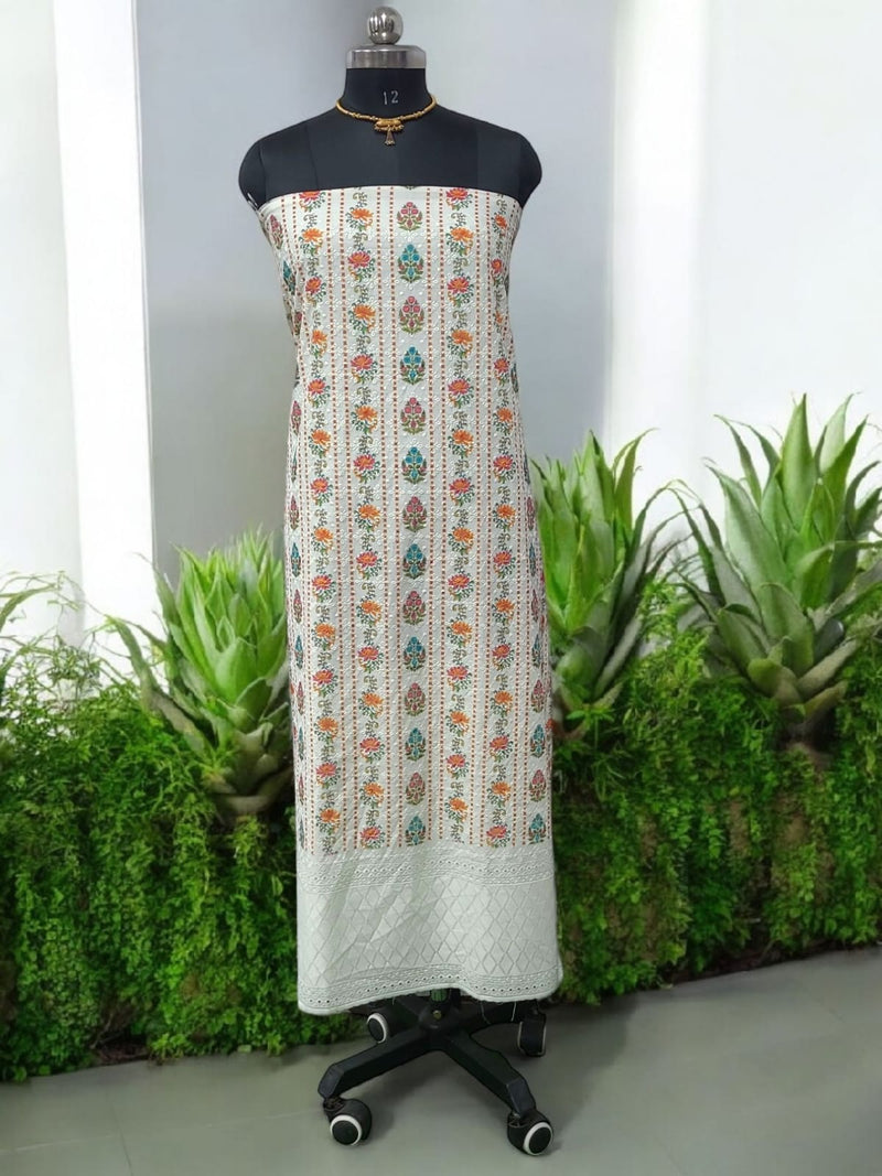 Pure Cotton Fabric Handwork 3 pc Unstitched Salwar Suit - Leheriya