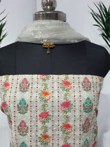 Pure Cotton Fabric Handwork 3 pc Unstitched Salwar Suit with Net Dupatta - Leheriya