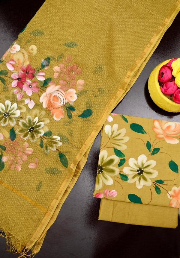 Pure Cotton Hand Painting Suits with Pure Cotton Kota Doria Dupatta - Leheriya