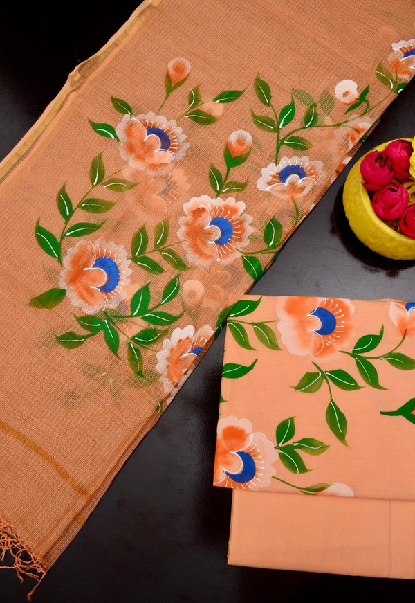 Pure Cotton Hand Painting Suits with Pure Cotton Kota Doria Dupatta - Leheriya