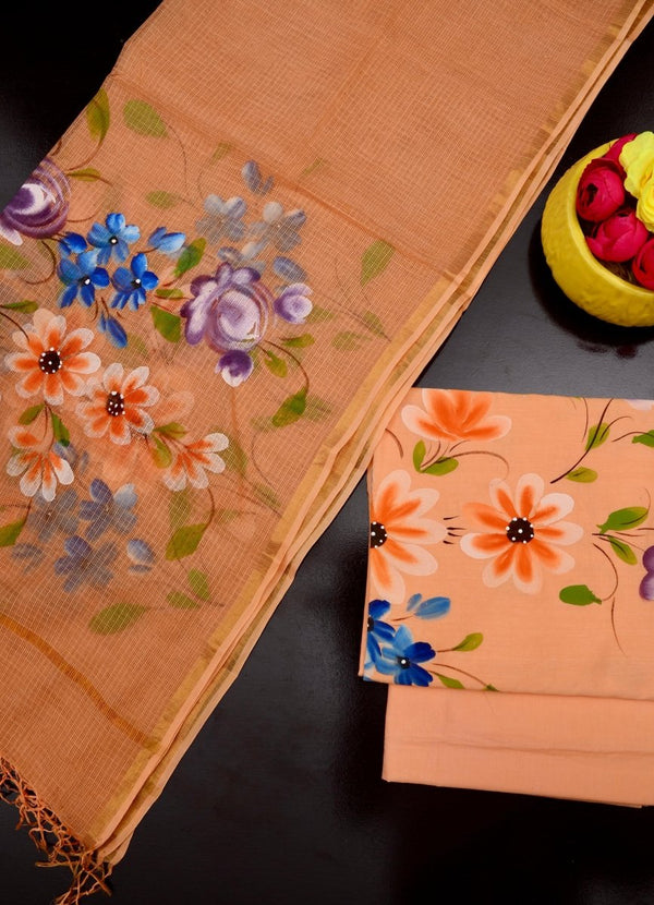 Pure Cotton Hand Painting Suits with Pure Cotton Kota Doria Dupatta - Leheriya