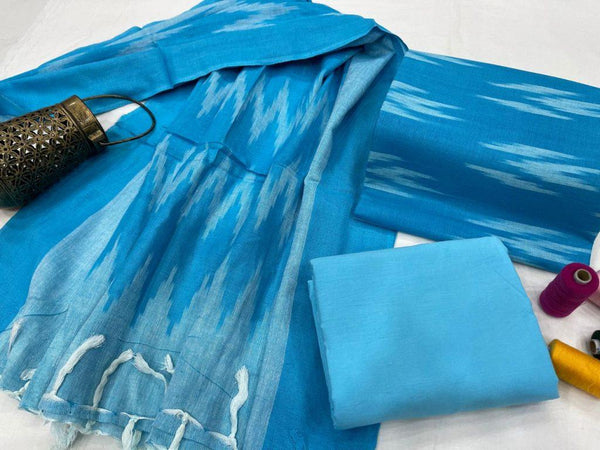 Pure Cotton Ikat Handloom Salwar Suit - Leheriya