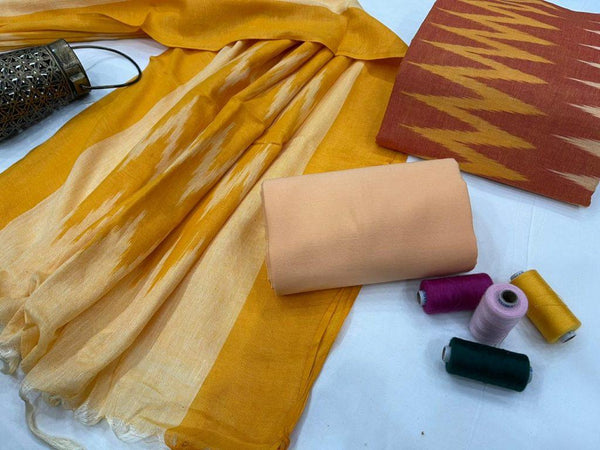 Pure Cotton Ikat Handloom Salwar Suit - Leheriya