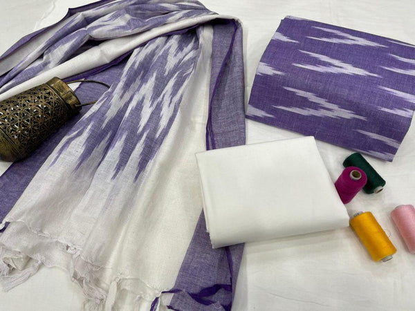 Pure Cotton Ikat Handloom Salwar Suit - Leheriya