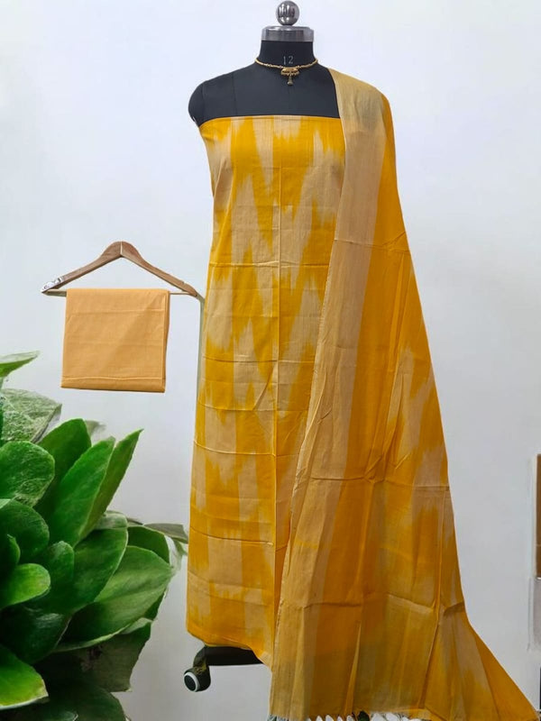 Pure Cotton Ikat Handloom Unstitched Salwar Suit - Leheriya