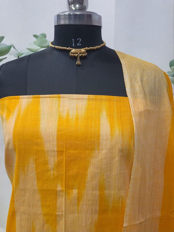 Pure Cotton Ikat Handloom Unstitched Salwar Suit - Leheriya