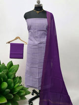 Pure Cotton Salwar Suits with Plain South Cotton Dupatta - Leheriya