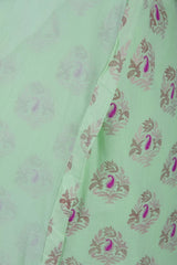 Pure Cotton Sea Green Suit with Chiffon Dupatta - Leheriya