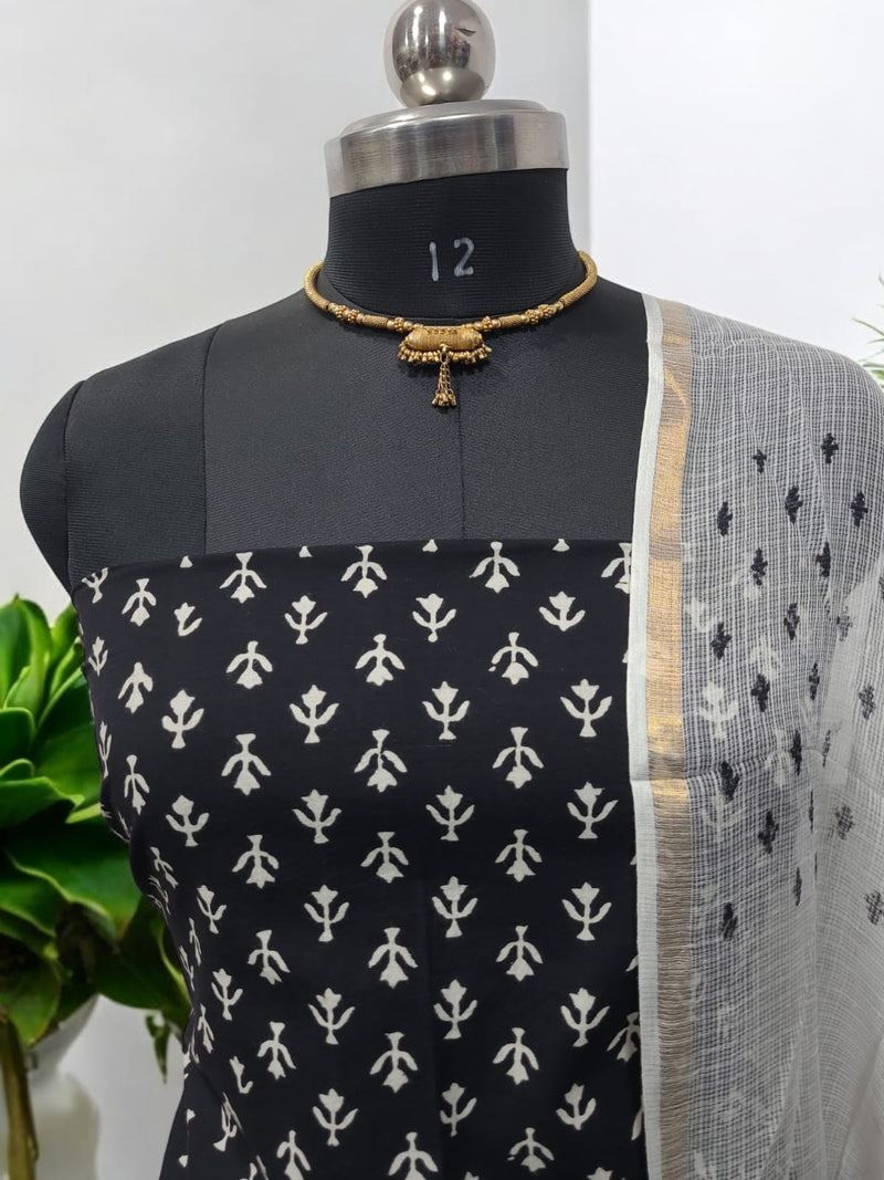 Pure Cotton Suit with Kota Doria Dupatta - Leheriya