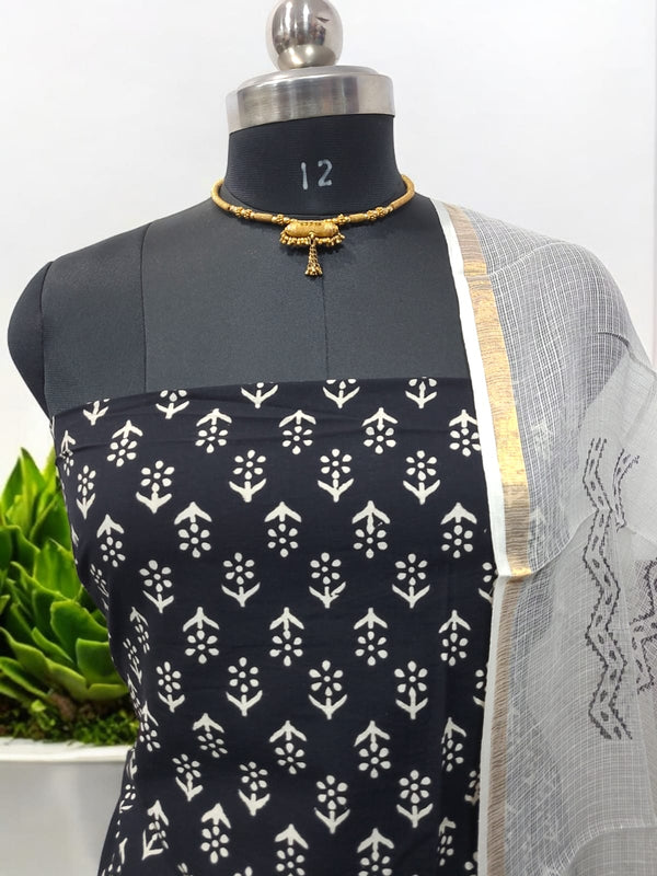 Pure Cotton Suit with Kota Doria Dupatta - Leheriya