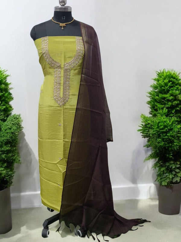 Pure Crepe Handwork 2 Pc Dress Material with Kota Doria Dupatta - Leheriya