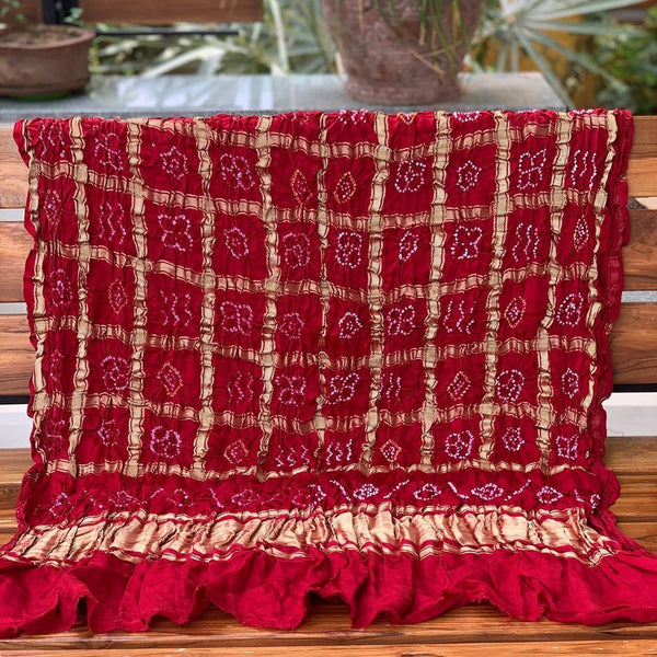 Pure Gaji Silk Bandhani Dupatta - Leheriya