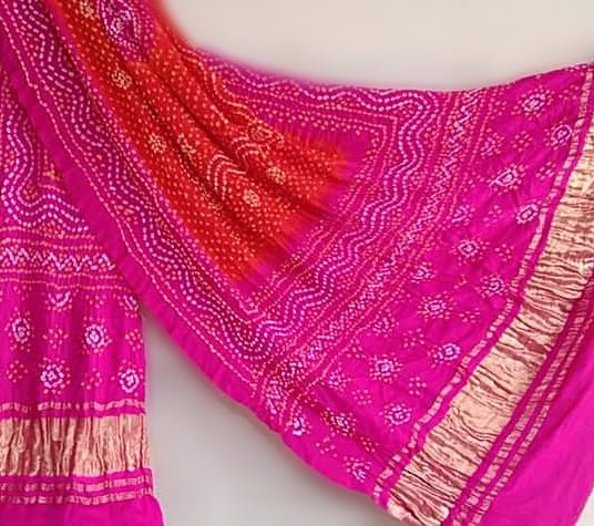 Pure Gaji Silk Bandhani Dupatta - Leheriya