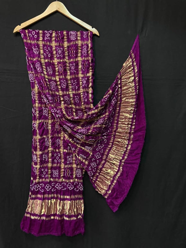 Pure Gaji Silk Bandhani Gharchola Dupatta - Leheriya