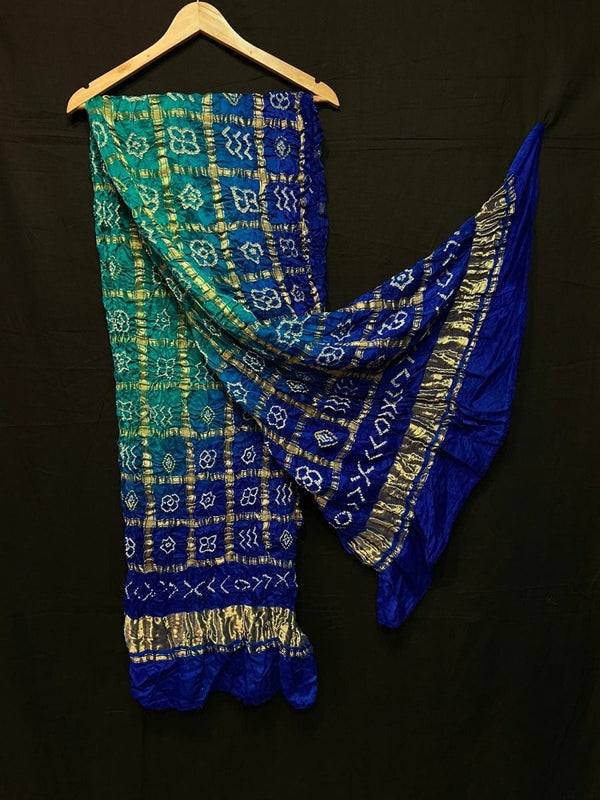 Pure Gaji Silk Bandhani Gharchola Dupatta - Leheriya