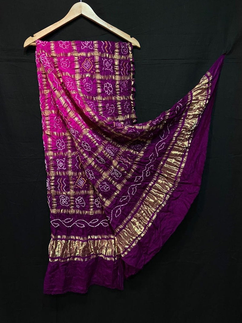 Pure Gaji Silk Bandhani Gharchola Dupatta - Leheriya