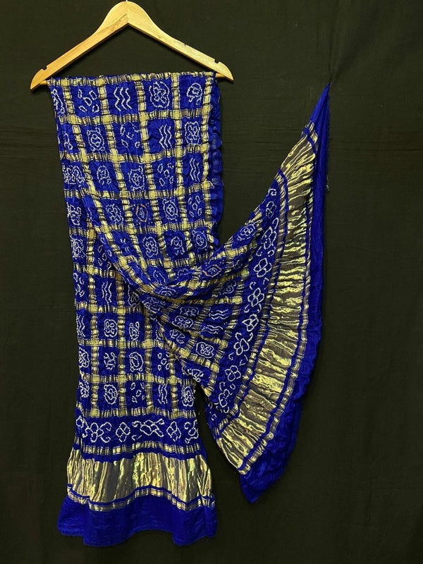 Pure Gaji Silk Bandhani Gharchola Dupatta - Leheriya
