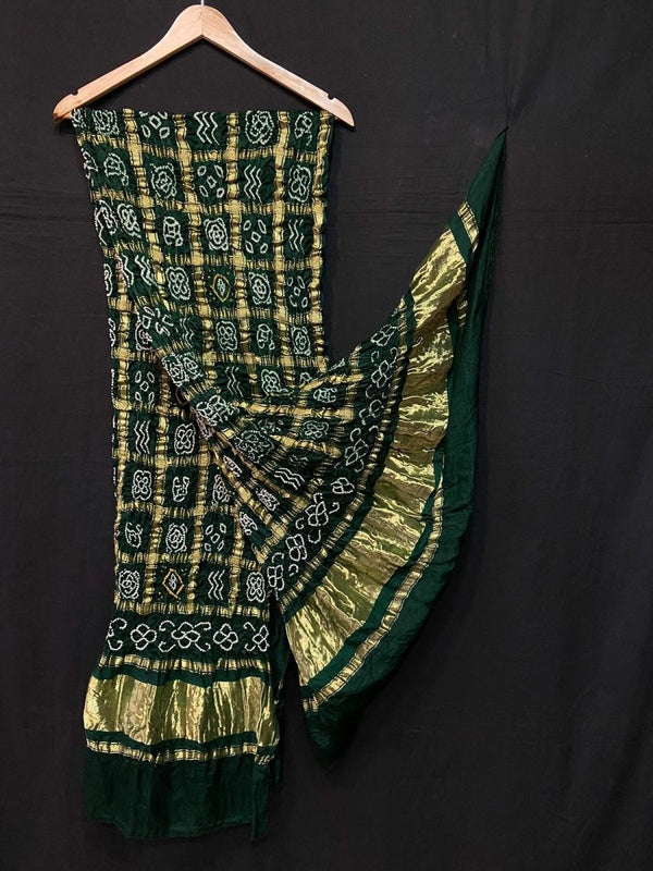Pure Gaji Silk Bandhani Gharchola Dupatta - Leheriya
