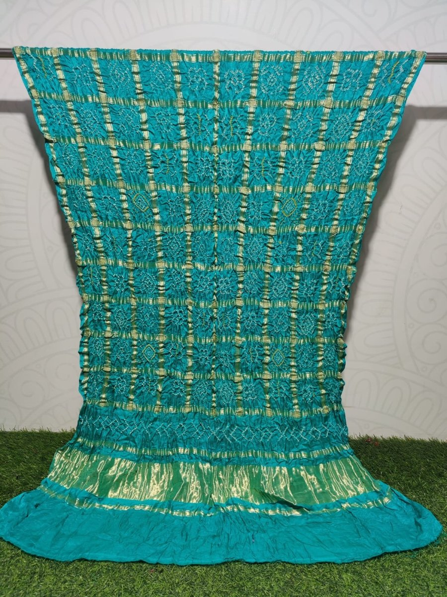 Pure Gaji Silk Bandhani Shaded Gharchola Rama Blue Color Dupatta ...