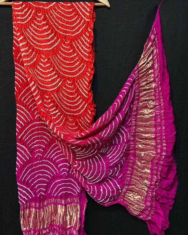 Pure Gaji Silk Bandhani Wifi Dupatta - Leheriya