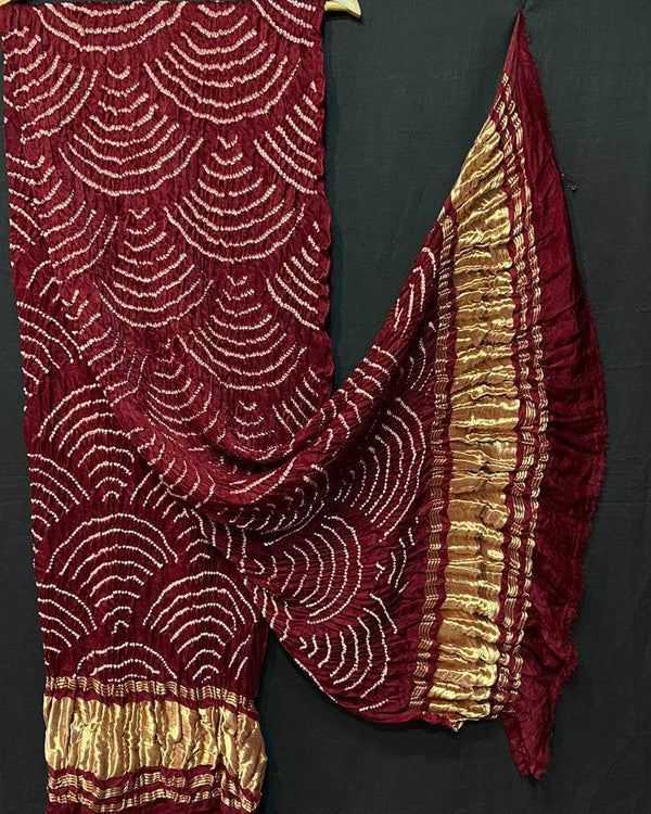 Pure Gaji Silk Bandhani Wifi Dupatta - Leheriya