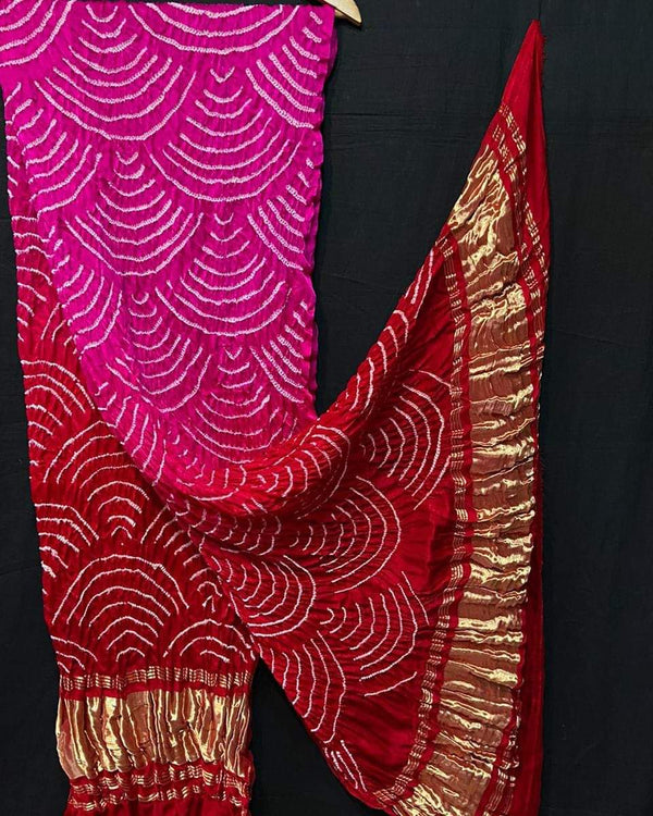 Pure Gaji Silk Bandhani Wifi Dupatta - Leheriya