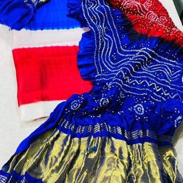 Pure Gaji Silk Bandhej 2pc Salwar Suit - Leheriya
