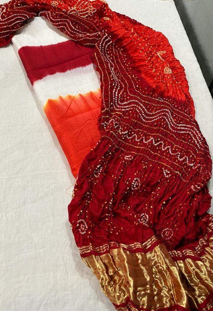 Pure Gaji Silk Bandhej 2pc Salwar Suit - Leheriya