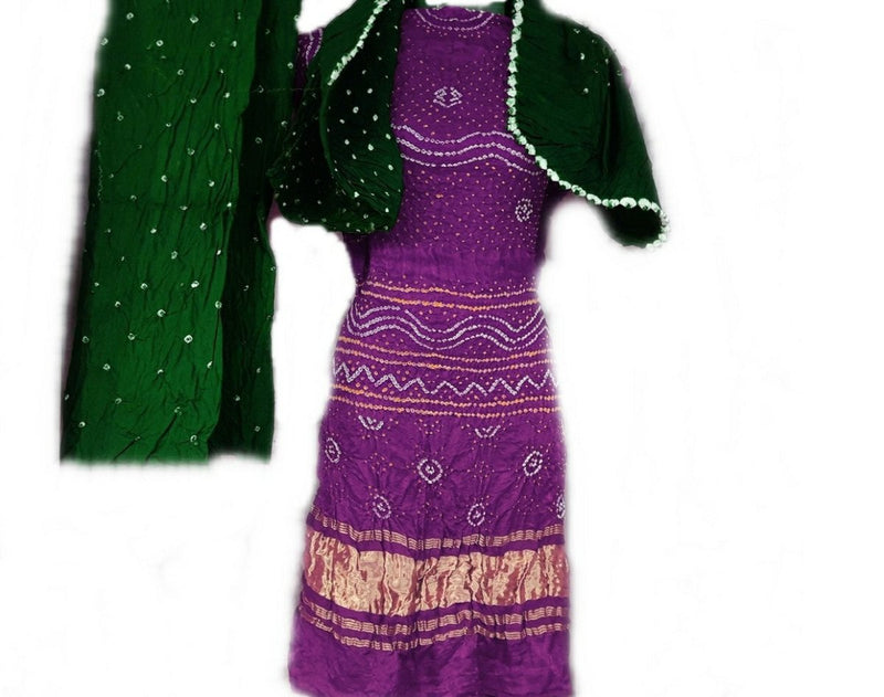 Pure Gaji Silk Bandhej Salwar Suit - Leheriya