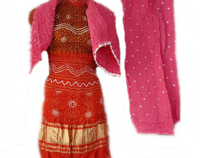 Pure Gaji Silk Bandhej Salwar Suit - Leheriya
