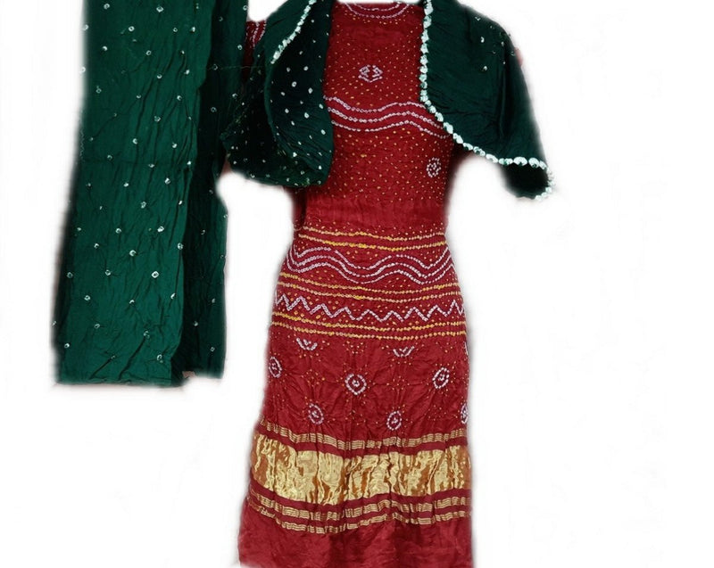 Pure Gaji Silk Bandhej Salwar Suit - Leheriya