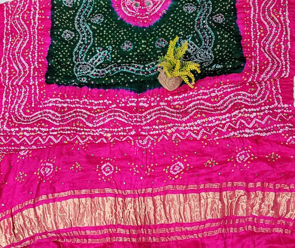 Pure Gaji Silk Chandokhani Dupatta with Hand Khatali Work - Leheriya