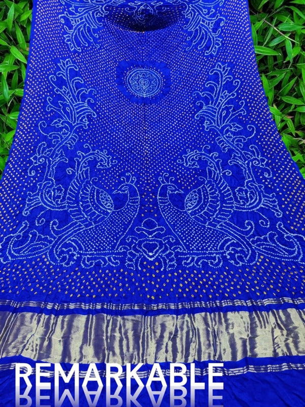 Pure Gaji Silk Dupatta | Blue | - Leheriya