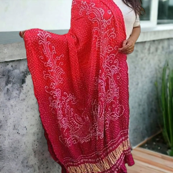 Pure Gaji Silk Peacock Dupatta - Leheriya